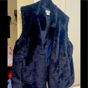 Navy fur vest